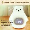 Bear Night Light Alarm Clock, Soft Silicone Portable Nursery Lamp, Children USB Rechargeable Nightlight for Kids Toddler  Gifts Bedroom Room Decor