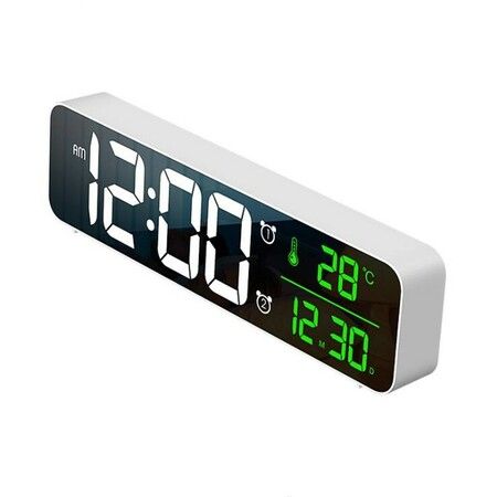 LED Digital Alarm Clock Temperature Date Display Snooze USB Strip Desktop Mirror LED Clocks For Living Room Decoration