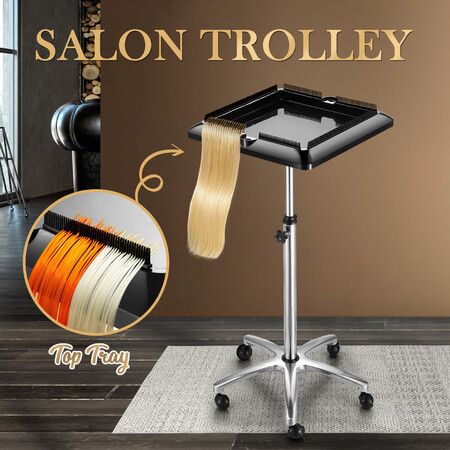 Hair Salon Trolley Hairdressing Storage Cart Beauty Tool Extension Colouring Tattoo Stand on Wheels Rolling Spa Organiser Adjustable