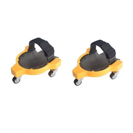 Heavy Duty Knee Pads with 3 Casters and Comfortable Gel Cushions Yellow