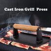 Cast Iron Bacon Smash Burger Press for Teppanyaki Flat Top Griddle Grill Press Perfect for BBQ Meat, Paninis, Tortilla, Steak, Sandwich 21x11cm