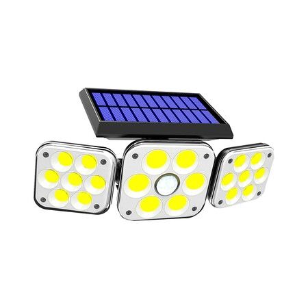 Solar Light Outdoor Motion Sensor 3 Heads Lights Solar Powered, COB LED Flood Light Motion Detected Spotlights IP67 Waterproof 360? Rotatable