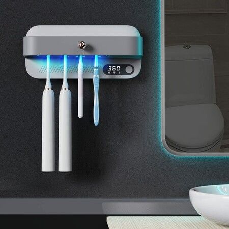 UV Toothbrush Sanitizer Dryer Cleaner Sterilizer Holder Heating Fan Drying Function UVC-LED Wall Mounted