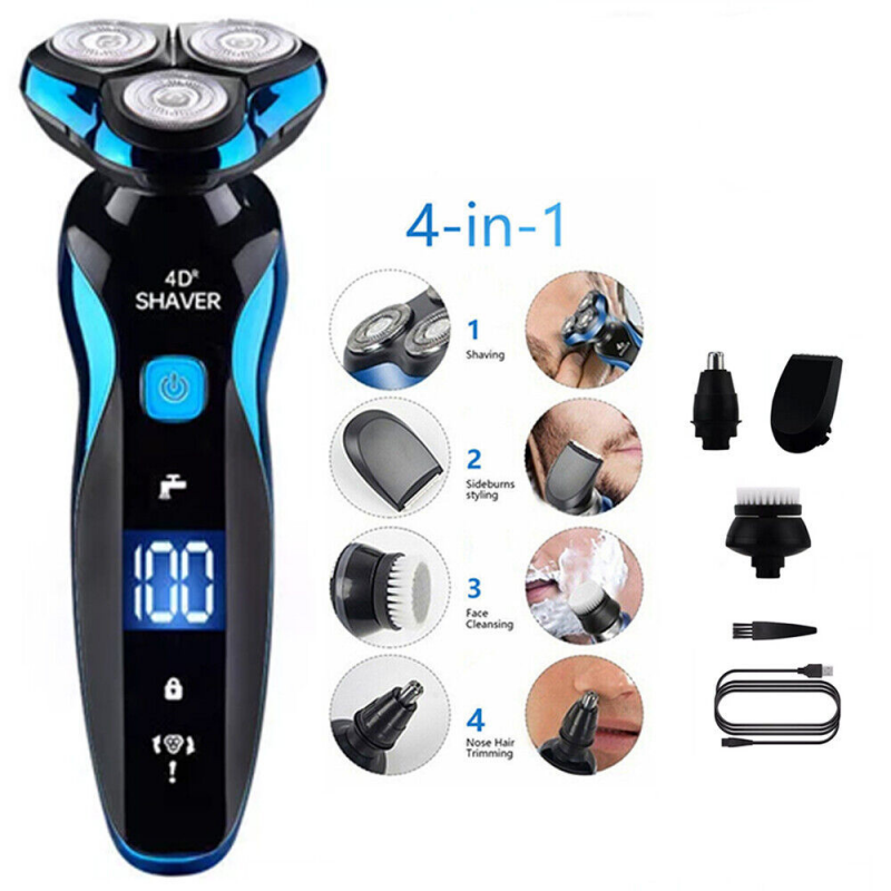 Electric Shaver Razor Wet/Dry Rechargeable Rotary Cordless USB Charging New