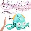 Crawling Octopus Baby Toy Avoiding Obstacles, Musical Octopus Toy with USB Charge and Light for Babies, Kids (Green)