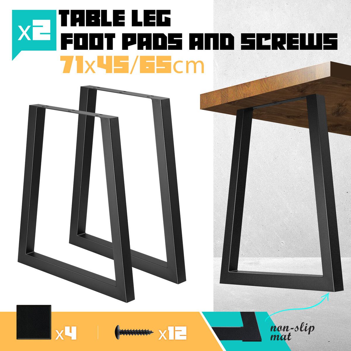 Coffee Dining Table Leg Metal Bench Console Feet Furniture Base Black Steel Industrial for Bar Home Office Cafe Bedside 2PCS