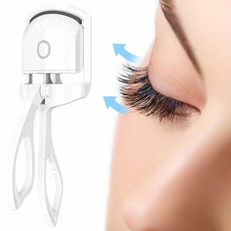 Electric Heated Eyelash Curlers, Mini Electric Eyelash Curler Travel Curler, 24H Natural Curl Color White