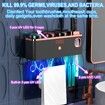 UV Toothbrush Holder with Toothpaste Squeezer Wall Mounted for Bathroom USB Rechargeable with UVC LED Light-3 Cups