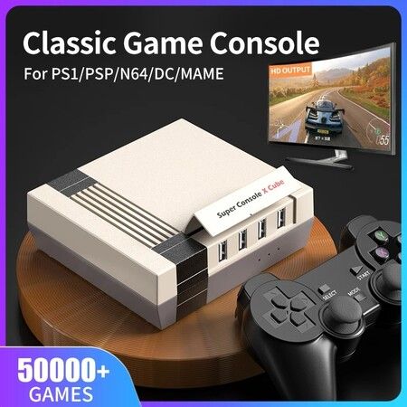 50000+ Retro Games Console, Super Console X Cube Classic,70+ Emulators for 4K TV HD/AV Output, Dual Wireless Controllers,Gift for Friends 256G
