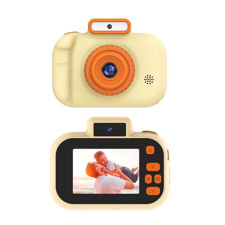 Children's Camera High-definition 4000W Front Rear Dual-camera 2 Inch 1080P HD IPS Screen Digital Kids Camera Photography Toys Color Yellow