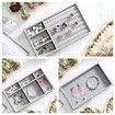 Acrylic Jewelry Box, Clear Jewelry Organizer With 3 Drawers, Velvet Display Holder for Earrings Ring Bracelet Necklace, Gift for Women Grey