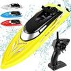 Remote Control Boats for Pools and Lakes, 10km/h High Speed Mini Boats Toys for Kids Adults Boys Girls Yellow