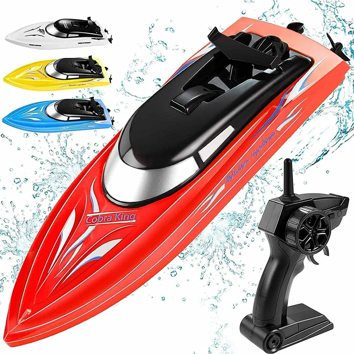 Remote Control Boats for Pools and Lakes, 10km/h High Speed Mini Boats Toys for Kids Adults Boys Girls Red