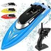 Remote Control Boats for Pools and Lakes, 10km/h High Speed Mini Boats Toys for Kids Adults Boys Girls Blue