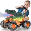 Remote Control Dinosaur Car Toys for Kids Boys, 2.4GHz RC Dinosaur Car Toys with Light, Sound, Spray, Indoor Outdoor All Terrain