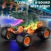 Remote Control Dinosaur Car Toys for Kids Boys, 2.4GHz RC Dinosaur Car Toys with Light, Sound, Spray, Indoor Outdoor All Terrain