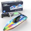 Remote Control Boat with LED Light for Kids and Adults, Remote Control Boat for Pools and Lakes, 2.4GHZ RC Boats