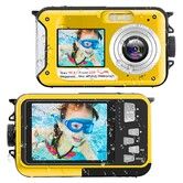 Waterproof Digital Camera Underwater Camera Full HD 2.7K 48 MP Video Recorder Selfie Dual Screens 16X Digital Zoom Flashlight Waterproof Camera for Snorkeling (Yellow)