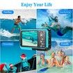 Waterproof Digital Camera Underwater Camera Full HD 2.7K 48 MP Video Recorder Selfie Dual Screens 16X Digital Zoom Flashlight Waterproof Camera for Snorkeling (Blue)