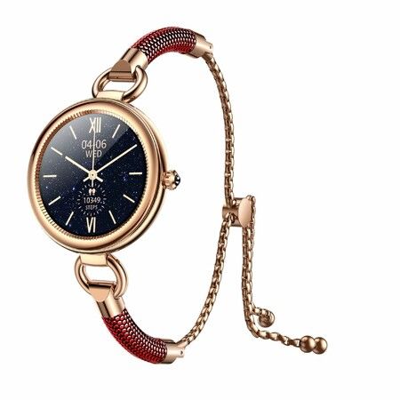 Lady Smart Chain Bracelet Watch HD Full-touch IPS Color Screen Waterproof  Health Monitor for Women (Gold-Red)