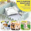 Raised Dog Cat Pet Bed Frame Couch Sofa Platform Elevated Washable Waterproof Puppy Kitten Chair Furniture with Mat White