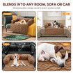 Dog Cat Bed XL Sofa Calming Luxury Puppy Couch Car Cushion Mat Cover Protector Warm Soft Fluffy Bolster Kitten Nest Washable Beige