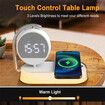 3 in 1 Night Ligh LED Digital Alarm Clock-3 Ways Dimmable Touch Table Lamp with 15W Wireless Charging