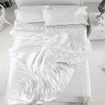 3P King Size Faux Silk Bedding Set Duvet Cover Flat Sheet in Satin Alternative Quilted Comforter Bed Linings Bedroom Col White