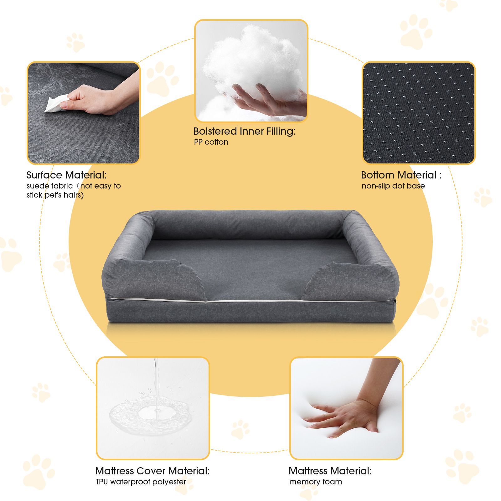 Dog Bed Orthopedic Pet Cat Calming Sofa Couch Memory Foam Cushion XL