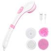 Electric Bath Brush Set, Waterproof Electric Body Scrubber and Silicone Face Brush, 4 Rotating Brush Heads, Exfoliating Shower Brush, Back Brush