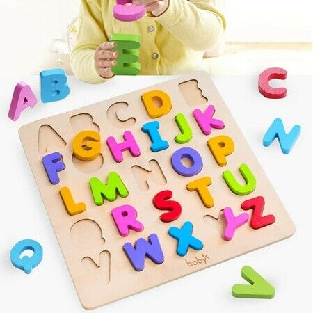 Upper Case Letters  alphabet number puzzles set wooden upper case l