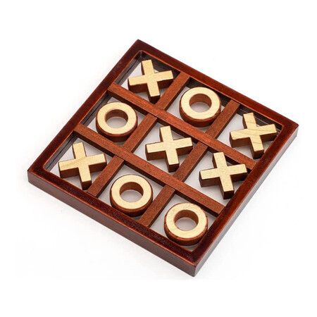 Tic Tac Toe Board Game, Small Wooden Tic Tac Toe Family Game Table Toy