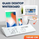 Glass Desktop Whiteboard Organiser Dry Erase White Board Memo Note Pad Computer Keyboard Stand School Office Accessories Phone Tablet Holder