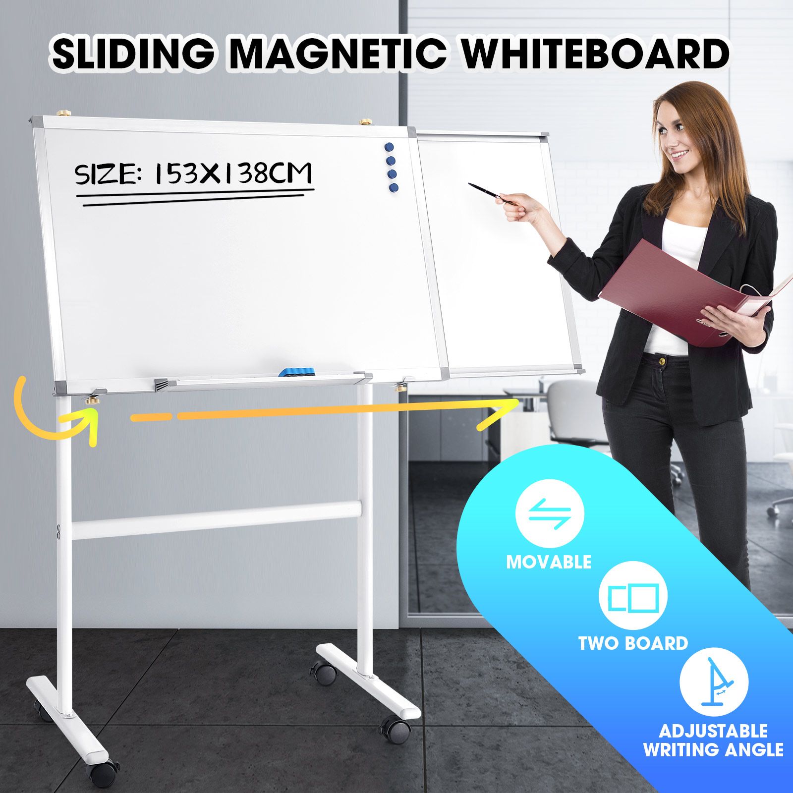 Mobile Whiteboard Interactive Dry Erase Sliding White Board