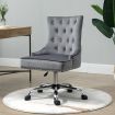 High Back Adjustable Tufted Velvet Home Office Chair with Arms, Grey