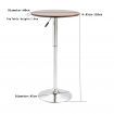 Modern Walnut Wood Round Bar Table w/ Height Adjustable, Black Finish