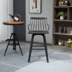 Black Brushed Plywood Swivel Bar Chair in Black Powder Coated Finish, Black