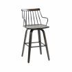 Black Brushed Plywood Swivel Bar Chair in Black Powder Coated Finish, Black