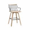 Oak White Brushed Plywood Swivel Bar Chair in Black Powder Coated Finish,Oak White