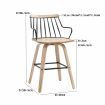 Oak White Brushed Plywood Swivel Bar Chair in Black Powder Coated Finish,Oak White