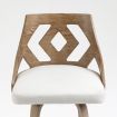 Swivel Bar Stool with Cut Out Back in Beige Fabric Upholstery and White Brushed Oak Wood, 2pcs/Set