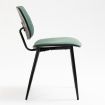 Dining Chair with Fabric Upholstery and Black Brushed Wood 2pcs/Set Green