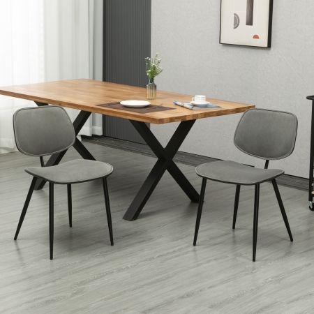 Dining Chair with Fabric Upholstery and Black Brushed Wood 2pcs/Set Grey