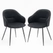 Dining Chair with Fabric Upholstery and Black Powder Coated Finish 2pcs/Set, Black