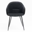 Dining Chair with Fabric Upholstery and Black Powder Coated Finish 2pcs/Set, Black