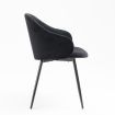 Dining Chair with Fabric Upholstery and Black Powder Coated Finish 2pcs/Set, Black