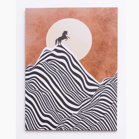 Horse Chasing the Sun in Mountain Top Frameless Canvas Wall Art