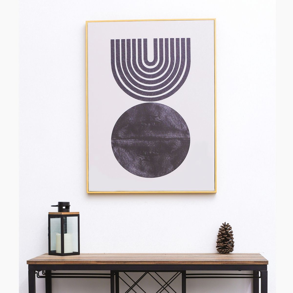 Fingerprints and Black Circle Neutral Framed Canvas Wall Art