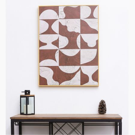 Irregular Pattern Neutral Framed Canvas Wall Art