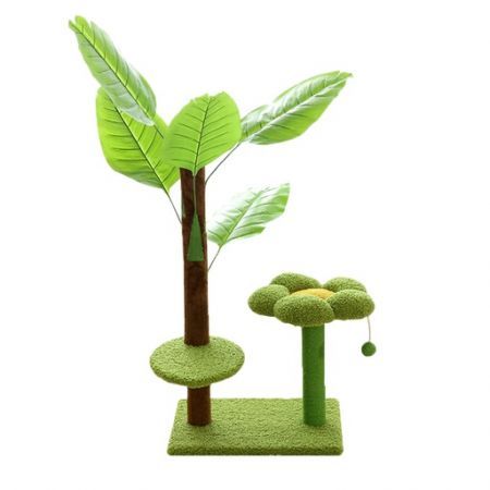 Floofi Cat Tree with Leaves (85cm Green) 2 Boxes